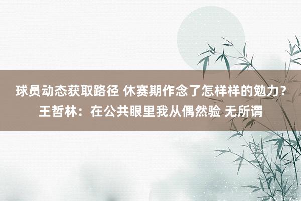 球员动态获取路径 休赛期作念了怎样样的勉力？王哲林：在公共眼里我从偶然验 无所谓