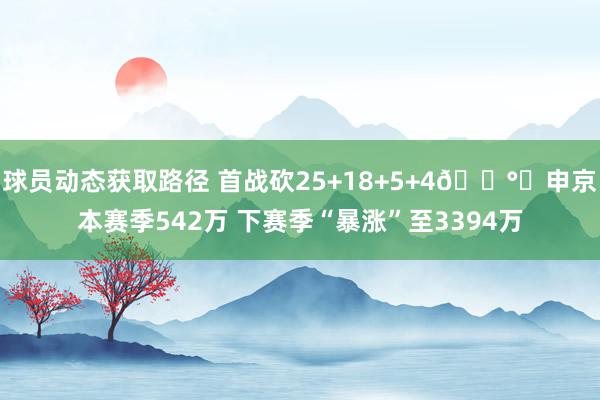 球员动态获取路径 首战砍25+18+5+4💰️申京本赛季542万 下赛季“暴涨”至3394万