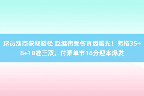 球员动态获取路径 赵继伟受伤真因曝光！弗格35+8+10准三双，付豪单节16分迎来爆发