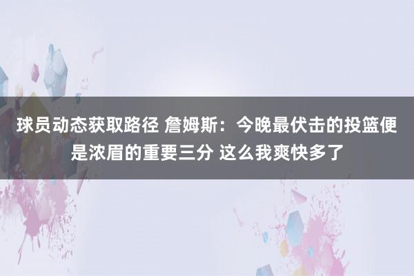 球员动态获取路径 詹姆斯：今晚最伏击的投篮便是浓眉的重要三分 这么我爽快多了