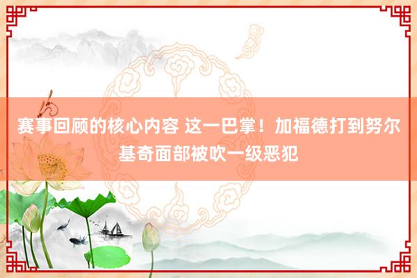 赛事回顾的核心内容 这一巴掌！加福德打到努尔基奇面部被吹一级恶犯