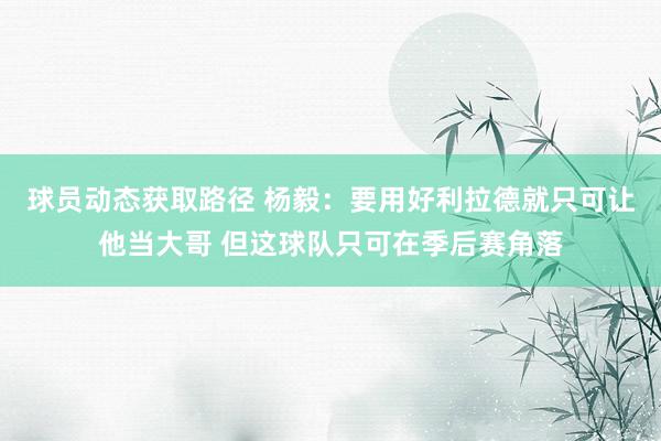 球员动态获取路径 杨毅：要用好利拉德就只可让他当大哥 但这球队只可在季后赛角落