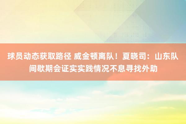 球员动态获取路径 威金顿离队！夏晓司：山东队间歇期会证实实践情况不息寻找外助