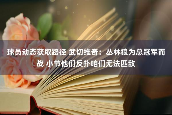 球员动态获取路径 武切维奇：丛林狼为总冠军而战 小节他们反扑咱们无法匹敌