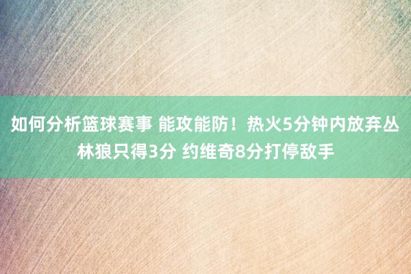 如何分析篮球赛事 能攻能防！热火5分钟内放弃丛林狼只得3分 约维奇8分打停敌手