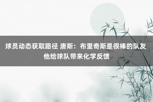 球员动态获取路径 唐斯：布里奇斯是很棒的队友 他给球队带来化学反馈