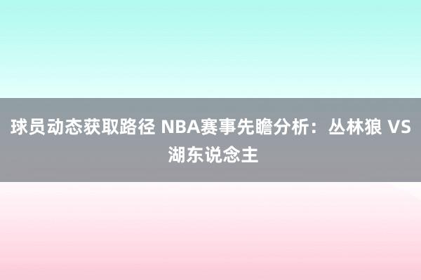 球员动态获取路径 NBA赛事先瞻分析：丛林狼 VS 湖东说念主