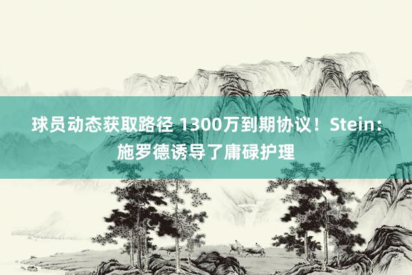 球员动态获取路径 1300万到期协议！Stein：施罗德诱导了庸碌护理