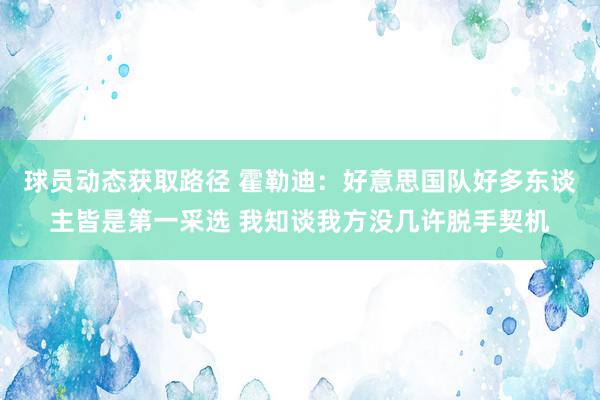 球员动态获取路径 霍勒迪：好意思国队好多东谈主皆是第一采选 我知谈我方没几许脱手契机