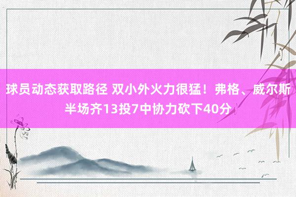 球员动态获取路径 双小外火力很猛！弗格、威尔斯半场齐13投7中协力砍下40分