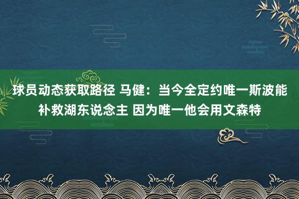 球员动态获取路径 马健：当今全定约唯一斯波能补救湖东说念主 因为唯一他会用文森特