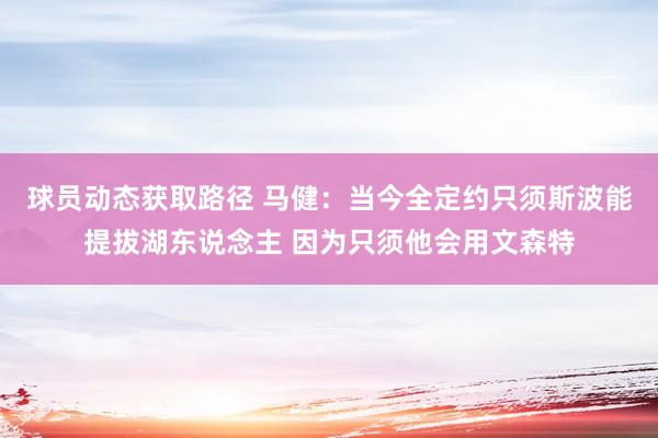 球员动态获取路径 马健：当今全定约只须斯波能提拔湖东说念主 因为只须他会用文森特