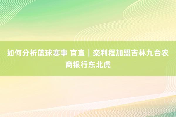 如何分析篮球赛事 官宣｜栾利程加盟吉林九台农商银行东北虎