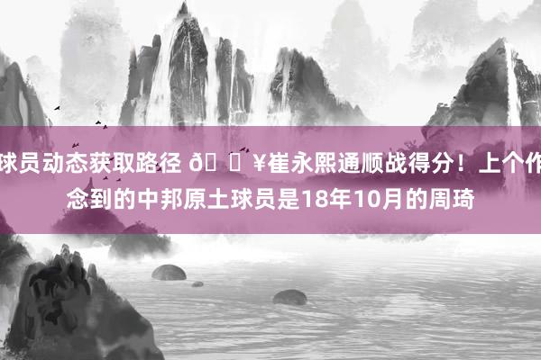 球员动态获取路径 🔥崔永熙通顺战得分！上个作念到的中邦原土球员是18年10月的周琦