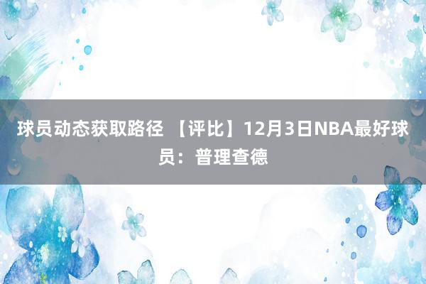 球员动态获取路径 【评比】12月3日NBA最好球员：普理查德