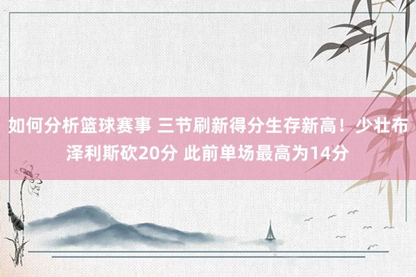 如何分析篮球赛事 三节刷新得分生存新高！少壮布泽利斯砍20分 此前单场最高为14分