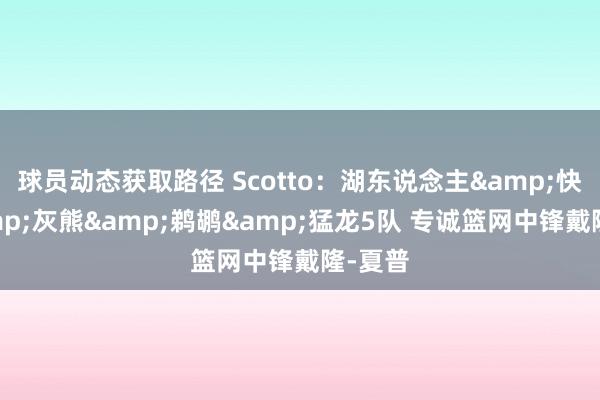 球员动态获取路径 Scotto：湖东说念主&快船&灰熊&鹈鹕&猛龙5队 专诚篮网中锋戴隆-夏普