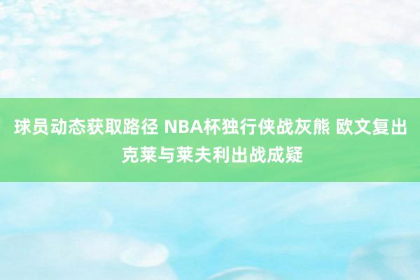 球员动态获取路径 NBA杯独行侠战灰熊 欧文复出 克莱与莱夫利出战成疑