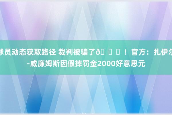 球员动态获取路径 裁判被骗了😅！官方：扎伊尔-威廉姆斯因假摔罚金2000好意思元